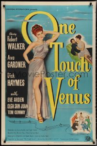 2f0834 ONE TOUCH OF VENUS 1sh 1948 sexy Ava Gardner, Robert Walker, great full-length art!