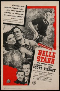 2f0202 BELLE STARR pressbook 1941 outlaw Gene Tierney, Randolph Scott, Dana Andrews, ultra rare!