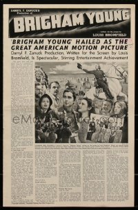 2f0209 BRIGHAM YOUNG pressbook 1940 Tyrone Power, Dean Jagger, very young Linda Darnell, ultra rare!