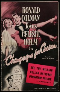 2f0215 CHAMPAGNE FOR CAESAR pressbook 1950 great artwork of Ronald Colman & sexy Celeste Holm, rare!