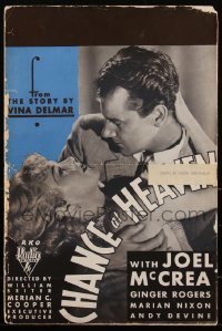 2f0216 CHANCE AT HEAVEN pressbook 1933 sexy Ginger Rogers, Joel McCrea, Marian Nixon, ultra rare!