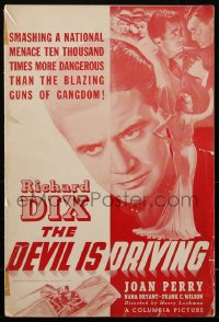 2f0231 DEVIL IS DRIVING pressbook 1937 lawyer Richard Dix smashing a national menace, ultra rare!