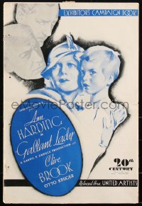 2f0251 GALLANT LADY pressbook 1933 Brook loves Ann Harding who wants her baby she gave away, rare!