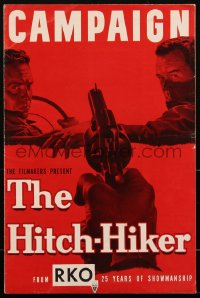 2f0268 HITCH-HIKER pressbook 1953 classic POV image of hitchhiker pointing gun at driver, rare!
