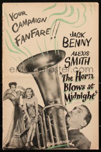 2f0271 HORN BLOWS AT MIDNIGHT pressbook 1945 angel Jack Benny plays trumpet to end the world, rare!