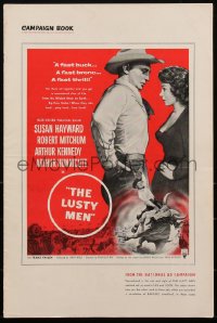 2f0294 LUSTY MEN pressbook 1952 Robert Mitchum with sexy Susan Hayward & riding on bull, ultra rare!