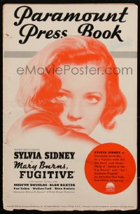 2f0301 MARY BURNS FUGITIVE pressbook 1935 sexy portrait of Sylvia Sidney with her great eyes, rare!