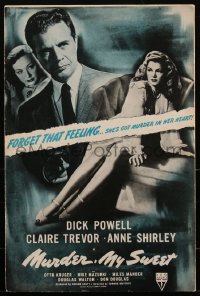 2f0312 MURDER, MY SWEET pressbook 1944 Dick Powell & Trevor in Raymond Chandler noir, very rare!