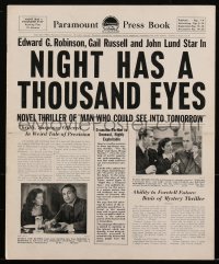 2f0314 NIGHT HAS A THOUSAND EYES pressbook 1948 clairvoyant Edward G. Robinson, Gail Russell, rare!
