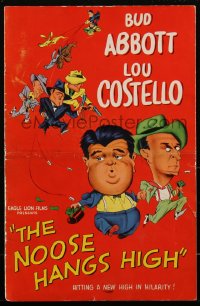 2f0316 NOOSE HANGS HIGH pressbook 1948 cartoon art of Abbott & Costello running from crooks, rare!