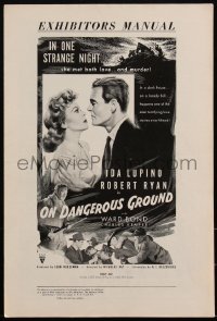 2f0320 ON DANGEROUS GROUND pressbook 1951 Nicholas Ray noir classic, art of Robert Ryan & Ida Lupino!