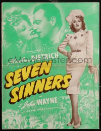 2f0345 SEVEN SINNERS pressbook 1940 Marlene Dietrich full-length & kissing John Wayne, ultra rare!