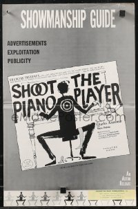 2f0432 SHOOT THE PIANO PLAYER pressbook 1962 Francois Truffaut's Tirez sur le pianiste, cool art!