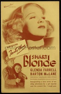 2f0353 SMART BLONDE pressbook 1936 Glenda Farrell in the first Torchy Blane, Barton MacLane, rare!