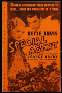 2f0355 SPECIAL AGENT pressbook 1935 great images of George Brent & Bette Davis, very rare!