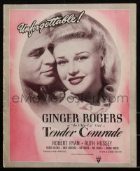 2f0365 TENDER COMRADE pressbook 1944 pretty Ginger Rogers & Robert Ryan are unforgettable, rare!