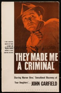2f0369 THEY MADE ME A CRIMINAL pressbook 1939 fugitive John Garfield, Ann Sheridan, Rains, rare!