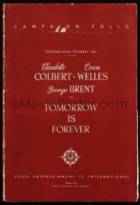 2f0375 TOMORROW IS FOREVER pressbook 1945 Claudette Colbert, Orson Welles, George Brent, ultra rare!