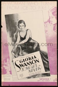 2f0376 TONIGHT OR NEVER pressbook 1931 Gloria Swanson is a woman who turned from ice to fire, rare!