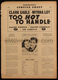 2f0377 TOO HOT TO HANDLE pressbook 1938 Myrna Loy, Clark Gable, Walter Pidgeon, ultra rare!