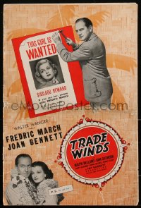2f0381 TRADE WINDS pressbook 1938 Fredric March & Joan Bennett, South Seas murder mystery, rare!