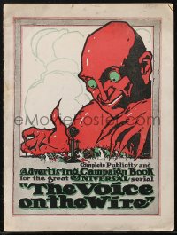 2f0437 VOICE ON THE WIRE pressbook 1917 Joe Hirt art of giant Devil over phone, Hoot Gibson, rare!