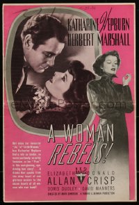 2f0395 WOMAN REBELS pressbook 1936 feminist Katharine Hepburn loves Herbert Marshall, very rare!
