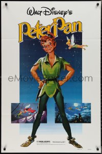 2f0840 PETER PAN 1sh R1982 Walt Disney animated cartoon fantasy classic, great full-length art!