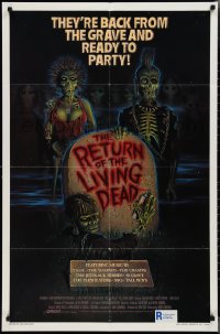2f0858 RETURN OF THE LIVING DEAD 1sh 1985 Ramsey artwork of wacky punk rock zombies by tombstone!
