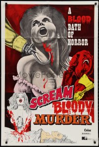 2f0866 SCREAM BLOODY MURDER 1sh R1970s art of women in peril, blood bath of horror!
