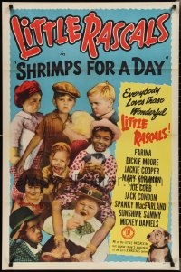 2f0870 SHRIMPS FOR A DAY 1sh R1952 Dickie Moore, Joe Cobb, Farina, Jackie Cooper, Our Gang kids!