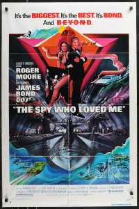 2f0876 SPY WHO LOVED ME 1sh 1977 great art of Roger Moore as James Bond by Bob Peak!