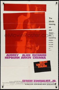 2f0903 WAIT UNTIL DARK 1sh 1967 close up of blind Audrey Hepburn, who is terrorized by Alan Arkin!