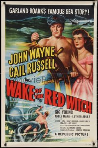 2f0904 WAKE OF THE RED WITCH 1sh R1952 barechested John Wayne & Gail Russell, same as original!