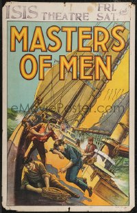 2f0032 MASTERS OF MEN WC 1923 cool art of Earle Williams brawling on ship's deck, ultra rare!