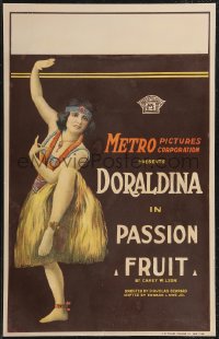 2f0034 PASSION FRUIT WC 1921 full-length stone litho art of Doraldina dancing hula in grass skirt!