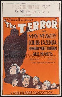 2f0038 TERROR WC 1928 art of killer over May McAvoy & cast, early Edgar Wallace talkie, very rare!