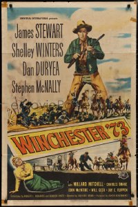 2f0911 WINCHESTER '73 1sh 1950 art of James Stewart with rifle over Shelley Winters, Anthony Mann!
