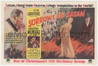 2f1496 SORROWS OF SATAN herald 1926 D.W. Griffith, Adolphe Menjou as the Devil brings temptation!