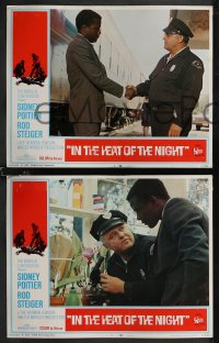 2f0989 IN THE HEAT OF THE NIGHT 8 LCs 1967 Sidney Poitier, Rod Steiger, Warren Oates, crime classic!