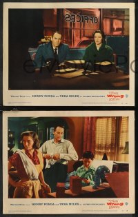 2f1071 WRONG MAN 3 LCs 1957 Alfred Hitchcock, great images of Henry Fonda and gorgeous Vera Miles!