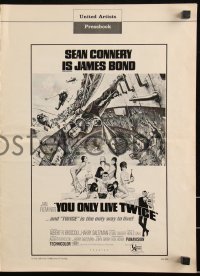 2f0439 YOU ONLY LIVE TWICE pressbook 1967 art of Sean Connery as James Bond by McGinnis & McCarthy!