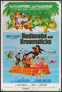 2g0092 BEDKNOBS & BROOMSTICKS 40x60 1971 Walt Disney, Angela Lansbury, great cartoon art!