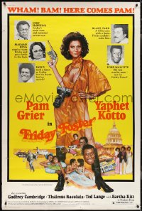 2g0096 FRIDAY FOSTER 40x60 1976 full-length artwork of sexiest Pam Grier with gun and camera!