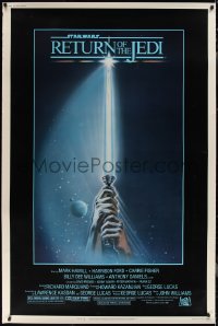 2g0103 RETURN OF THE JEDI 40x60 1983 George Lucas classic, Reamer art of hands holding lightsaber!