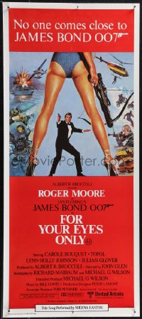 2g0209 FOR YOUR EYES ONLY Aust daybill 1981 Roger Moore as James Bond, art by Brian Bysouth!