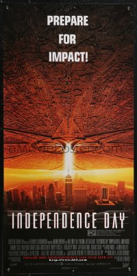 2g0211 INDEPENDENCE DAY Aust daybill 1996 great image of enormous alien ship over New York City!