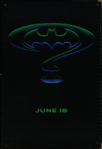 2g1052 BATMAN FOREVER teaser DS 1sh 1995 Kilmer, Kidman, cool question mark & bat symbol design!
