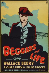 2g1061 BEGGARS OF LIFE 1sh R2017 Wallace Beery, wonderful vintage style artwork of Louise Brooks!