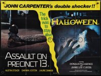 2g0241 ASSAULT ON PRECINCT 13/HALLOWEEN British quad 1979 different images for both movies!